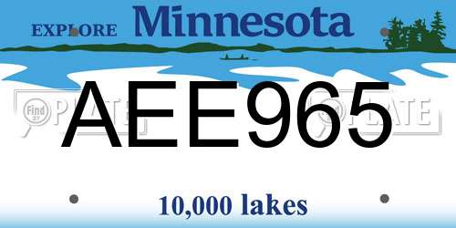 AEE965 Minnesota License Plate