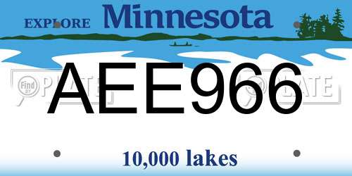 AEE966 Minnesota License Plate
