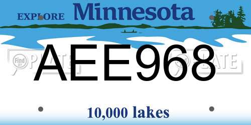 AEE968 Minnesota License Plate
