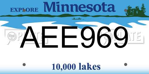 AEE969 Minnesota License Plate