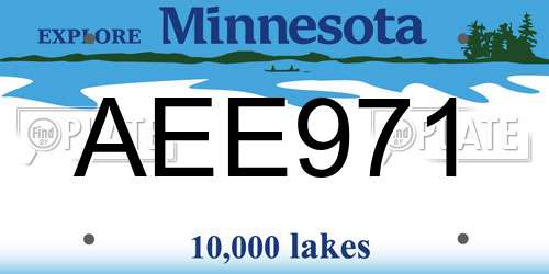 AEE971 Minnesota License Plate