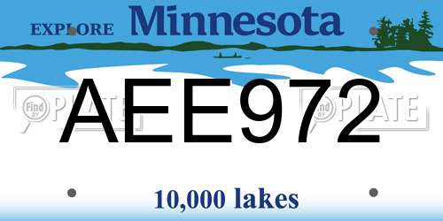 AEE972 Minnesota License Plate