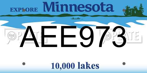 AEE973 Minnesota License Plate