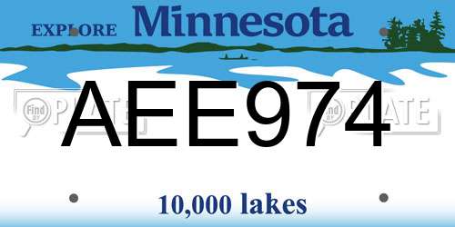AEE974 Minnesota License Plate