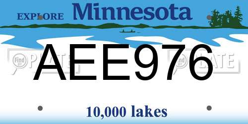 AEE976 Minnesota License Plate