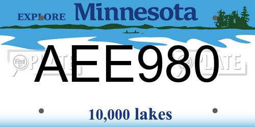 AEE980 Minnesota License Plate