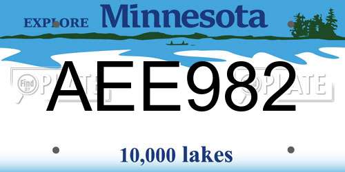 AEE982 Minnesota License Plate