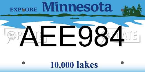 AEE984 Minnesota License Plate
