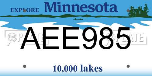 AEE985 Minnesota License Plate