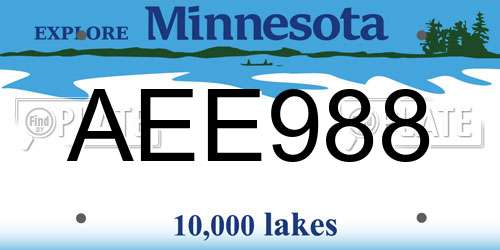 AEE988 Minnesota License Plate