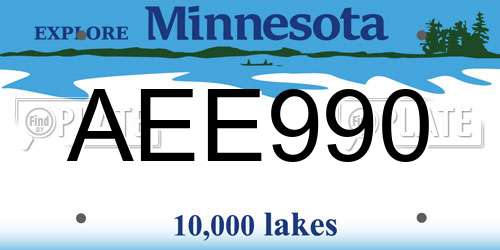 AEE990 Minnesota License Plate