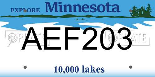 AEF203 Minnesota License Plate