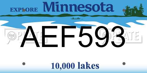 AEF593 Minnesota License Plate