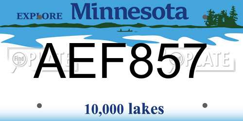 AEF857 Minnesota License Plate