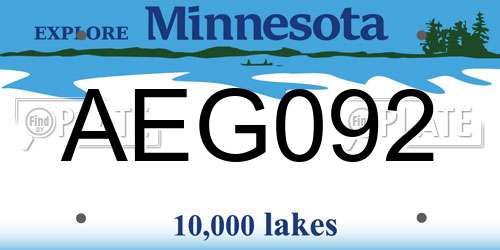 AEG092 Minnesota License Plate