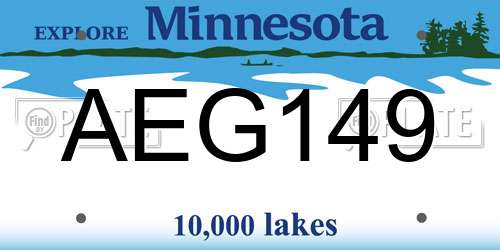 AEG149 Minnesota License Plate