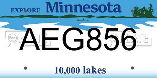 AEG856 Minnesota License Plate