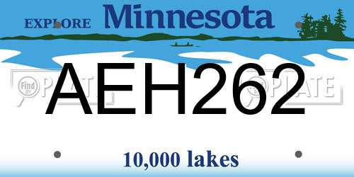AEH262 Minnesota License Plate