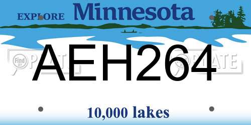 AEH264 Minnesota License Plate