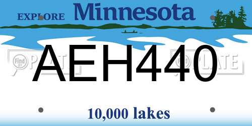 AEH440 Minnesota License Plate