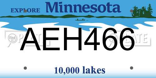AEH466 Minnesota License Plate