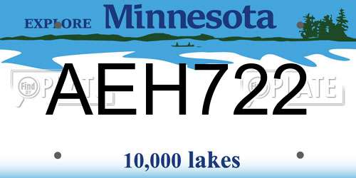 AEH722 Minnesota License Plate