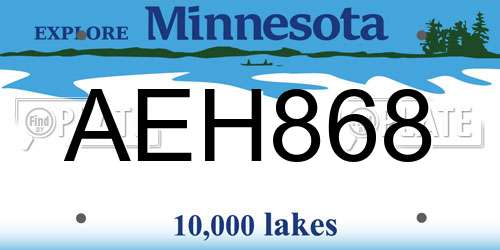 AEH868 Minnesota License Plate