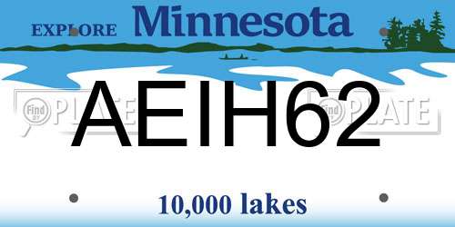 AEIH62 Minnesota License Plate