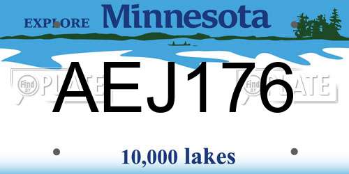 AEJ176 Minnesota License Plate