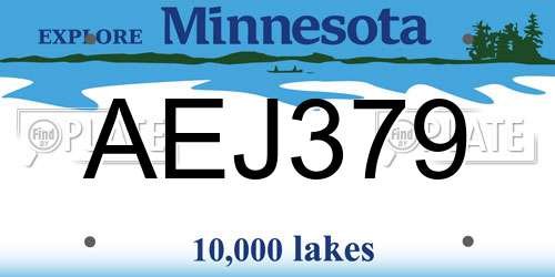 AEJ379 Minnesota License Plate