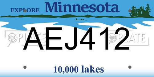 AEJ412 Minnesota License Plate