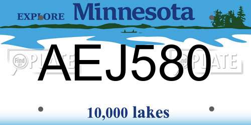AEJ580 Minnesota License Plate