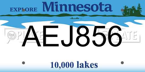 AEJ856 Minnesota License Plate