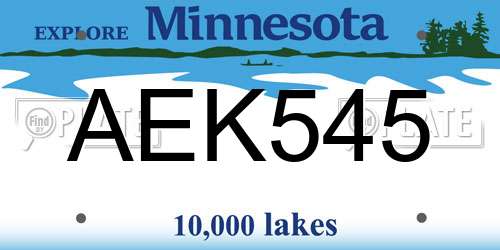 AEK545 Minnesota License Plate