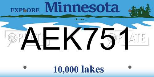 AEK751 Minnesota License Plate