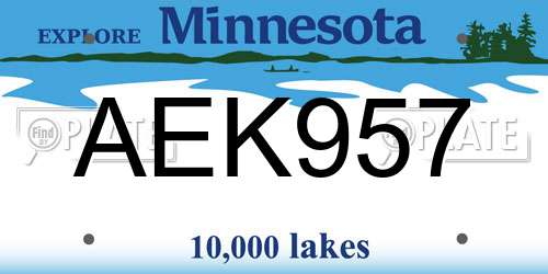 AEK957 Minnesota License Plate