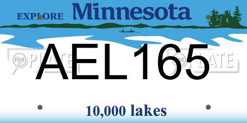 AEL165 Minnesota License Plate