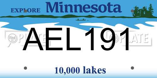 AEL191 Minnesota License Plate