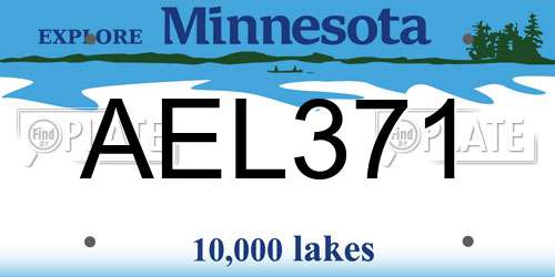 AEL371 Minnesota License Plate