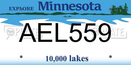 AEL559 Minnesota License Plate
