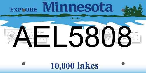 AEL5808 Minnesota License Plate