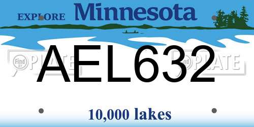 AEL632 Minnesota License Plate