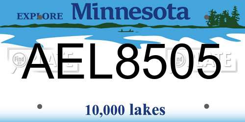 AEL8505 Minnesota License Plate