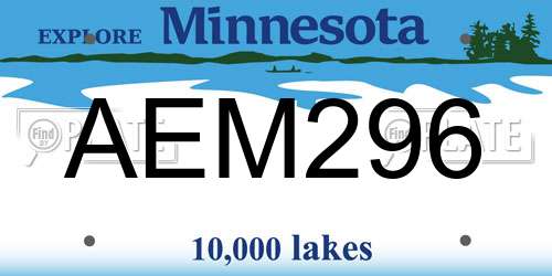 AEM296 Minnesota License Plate