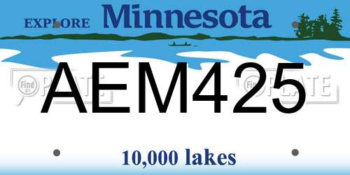 AEM425 Minnesota License Plate