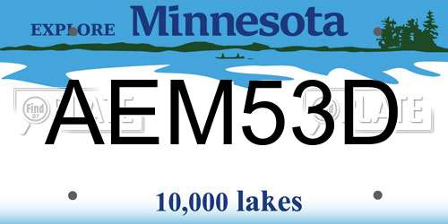 AEM53D Minnesota License Plate