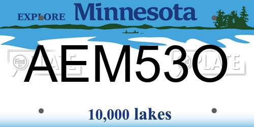 AEM53O Minnesota License Plate