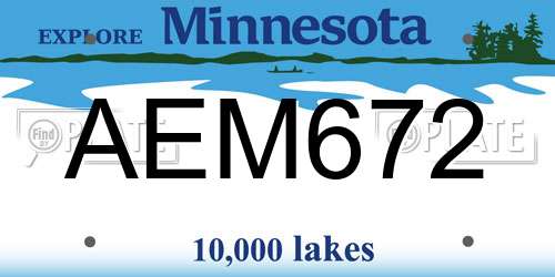 AEM672 Minnesota License Plate