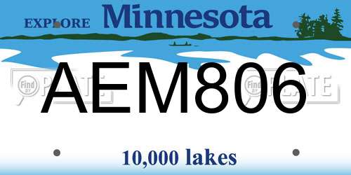 AEM806 Minnesota License Plate