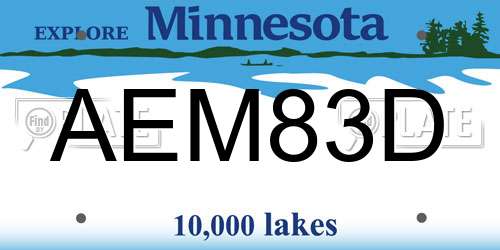 AEM83D Minnesota License Plate